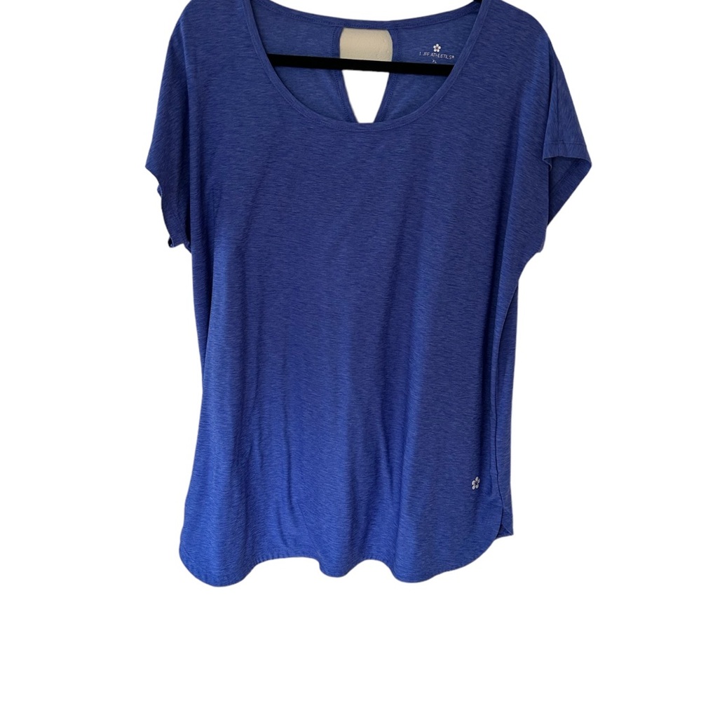 Tuff Athletics Women's Purple Space Dye Round Neck Short. Size XL  430